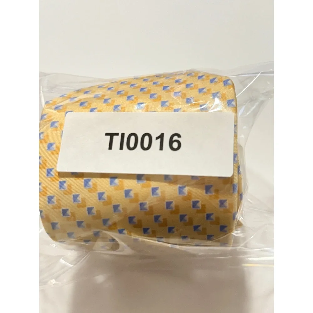 Michael Kors Silk Tie Sz OS‎ Yellow Blue Geometric Diamond Pattern Professional